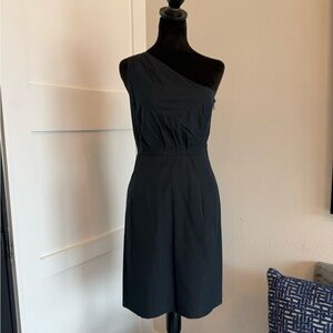 J. Crew Chic Dark Navy One-Shoulder Dress